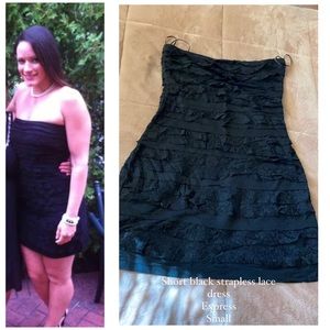 Black mini ruffled cocktail dress